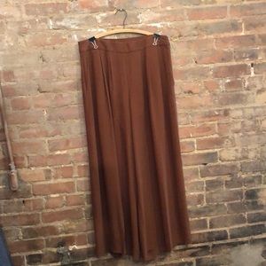 Eileen Fisher tobacco brown wide leg trousers